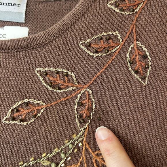 Vintage Alfred Dunner Women’s Floral Embroidered Sweater Size SP Sequin - Picture 3 of 11